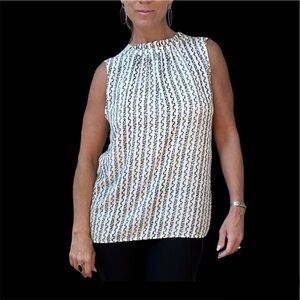 LOFT Black & White Sleeveless Blouse Size S